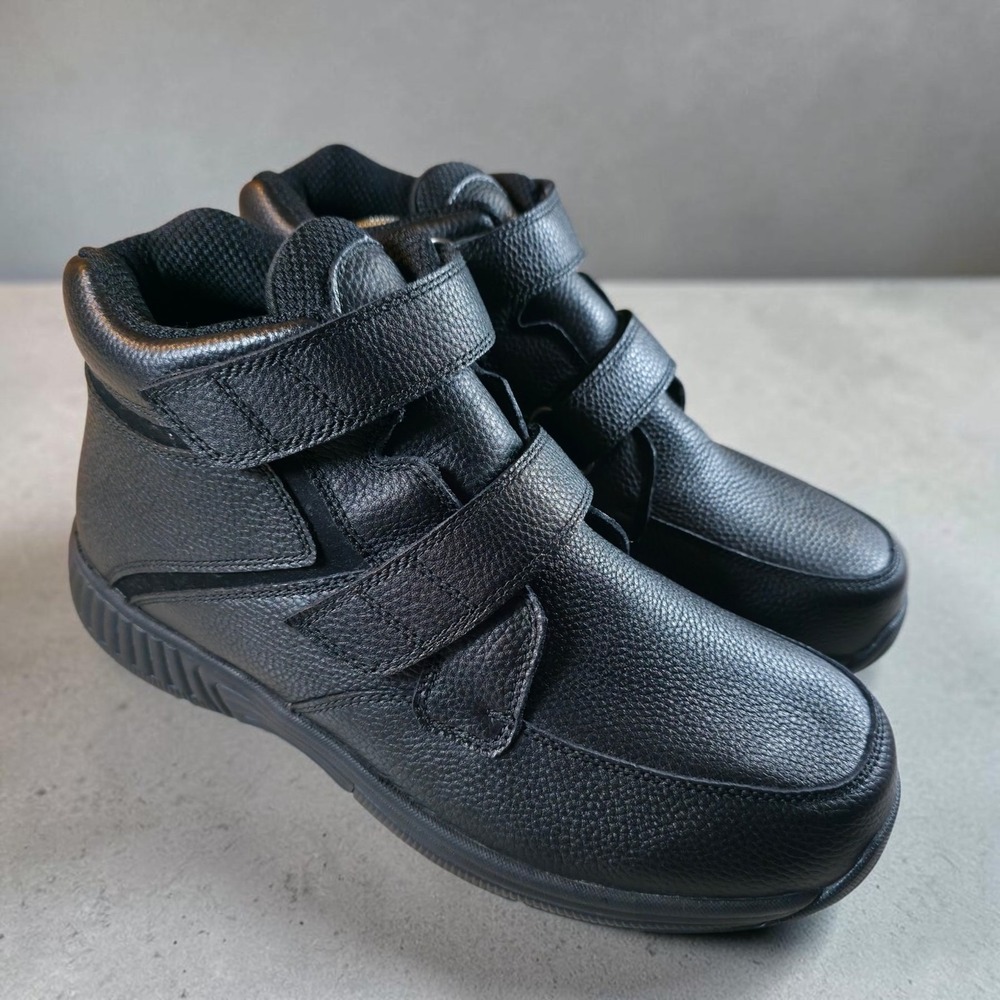 Orthofeet 581 Glacier Gorge Boots Mens 10 2E Black Double Strap Hook Loop NEW